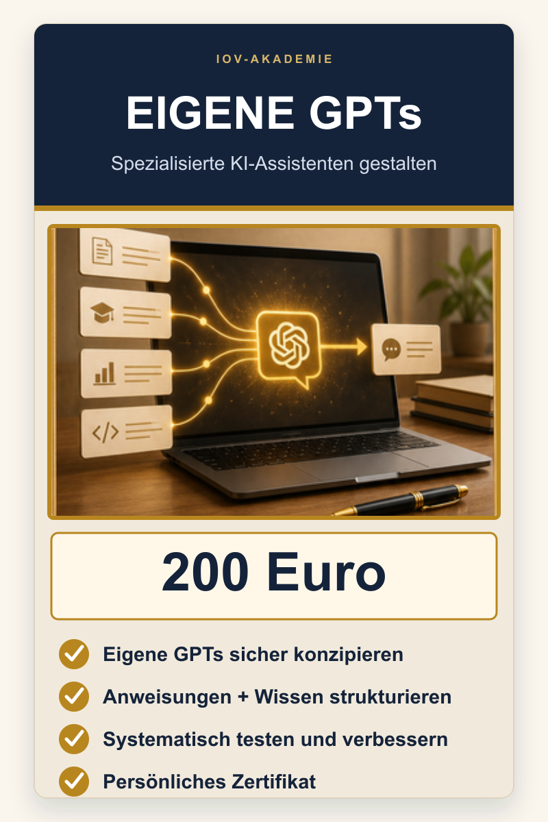 Eigene GPTs erstellen – KI-Kurs der IOV-Akademie für spezialisierte Assistenten in der Behördenkommunikation