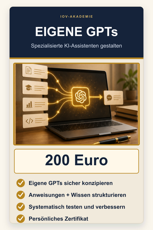 Eigene GPTs erstellen – KI-Kurs der IOV-Akademie für spezialisierte Assistenten in der Behördenkommunikation