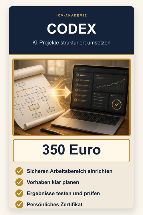 Codex-Kurs der IOV-Akademie für strukturierte KI-Projekte und Behördenkommunikation