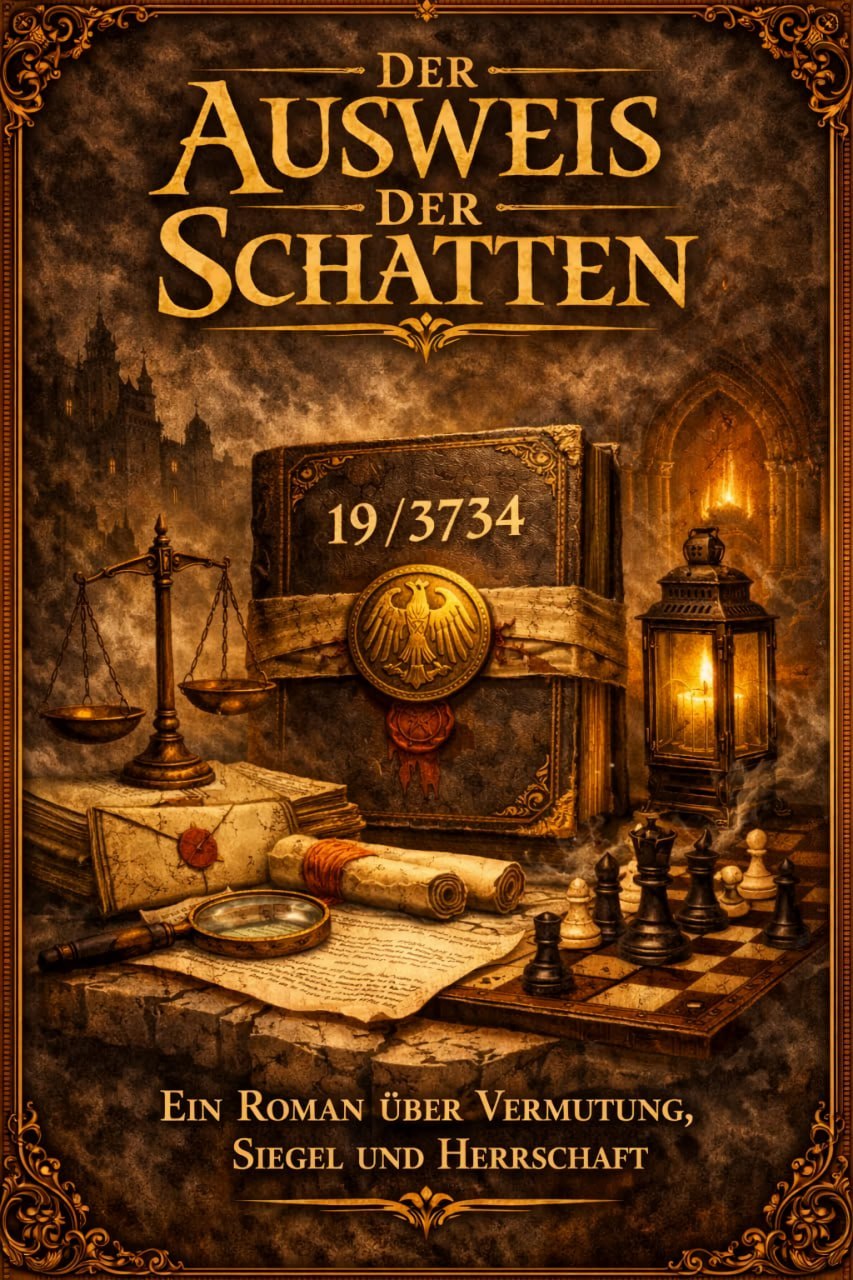 NEU: Der Ausweis der Schatten  -   Ein rechtlich-symbolischer Fantasyroman über Ausweise, Register, Vermutung, Nachweis und die Frage, worauf staatliche Ordnung wirklich beruht.