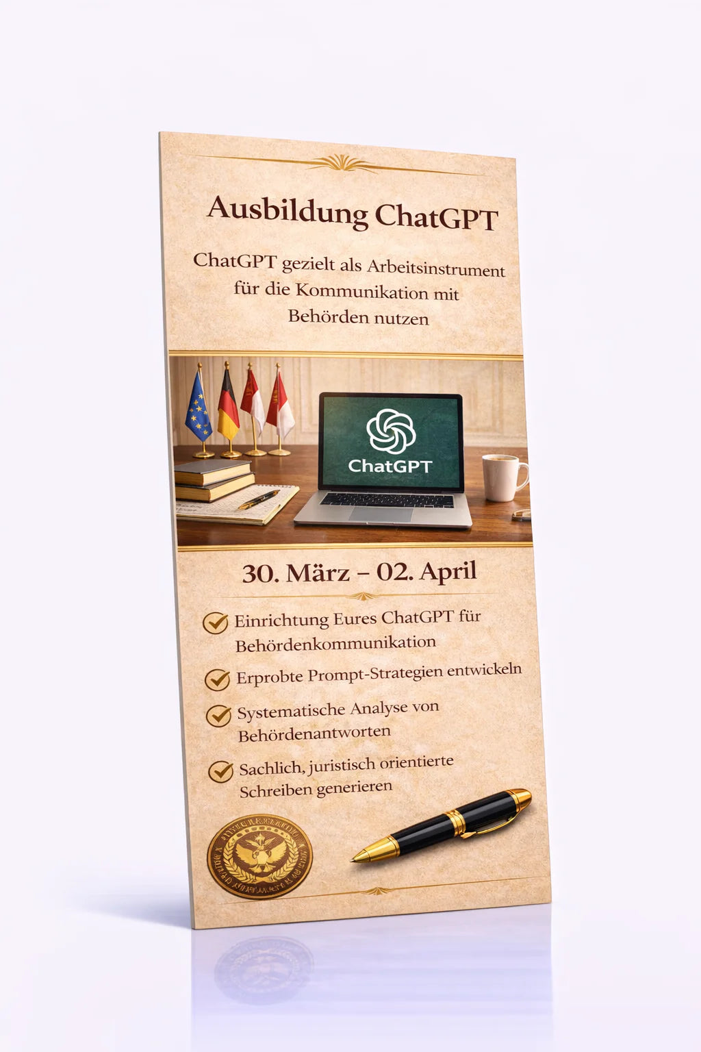 Von der Rechtsgrundlage zur KI-Strategie – Deine Ausbildung zur aktiven Mitwirkung. Start: 28/29.03